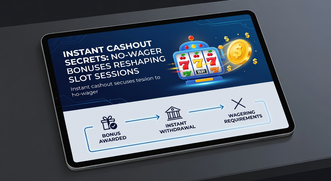 Close-up of a mobile screen showing a no-wager bonus activation on a slot game, with instant cashout button highlighted and coins bursting out